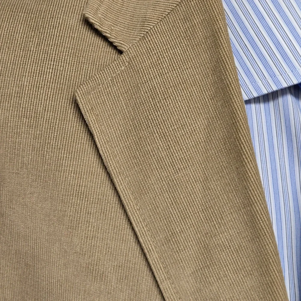 Madison Corduroy Blazer Sport Coat Tan Men's 44R Two Button 100% Cotton Jacket